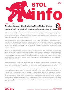 01.12.2023 - Declaration of the IndustriALL Global Union ArcelorMittal Global Trade Union Network