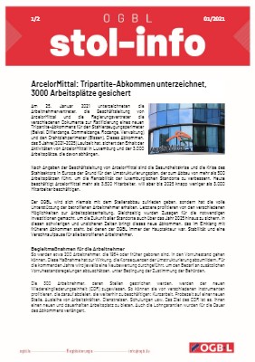 25.01.2021 - ArcelorMittal: Tripartite-Abkommen unterzeichnet, 3000 Arbeitsplätze gesichert