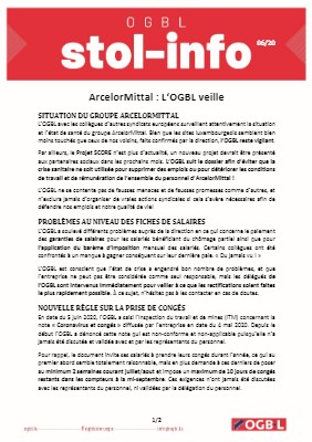 08.06.2020 - ArcelorMittal : L‘OGBL veille