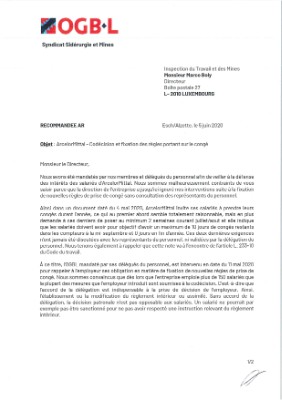 05.06.2020 - ArcelorMittal - Codécision et fixation des règles portant sur le congé