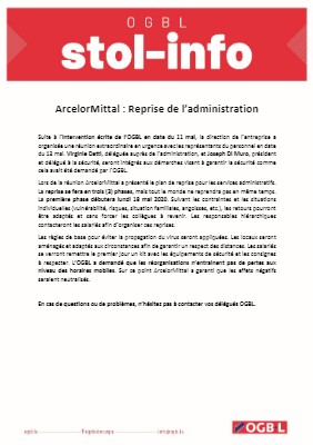 13.05.2020 - ArcelorMittal : Reprise de l’administration