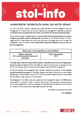 31.03.2020 - ArcelorMittal: Solidarity for some, but not for others!