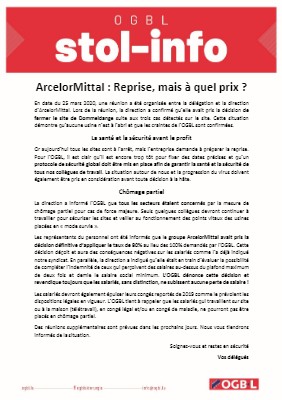 25.03.2020 - ArcelorMittal : Reprise, mais à quel prix ?
