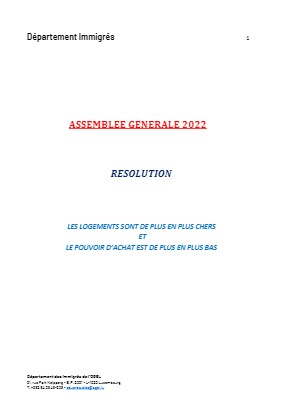 La résolution adoptée le 26 novembre 2022 par le département des Immigrés